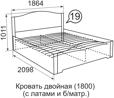 Кровать с латами Виктория 19 180х200