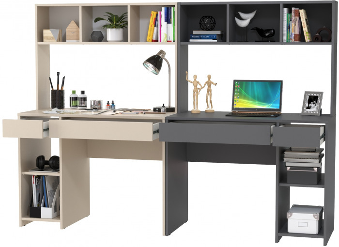 компьютерный стол Комфорт 12.77F +компьютерный стол Комфорт 12.77F, сатин/тёмно-серый