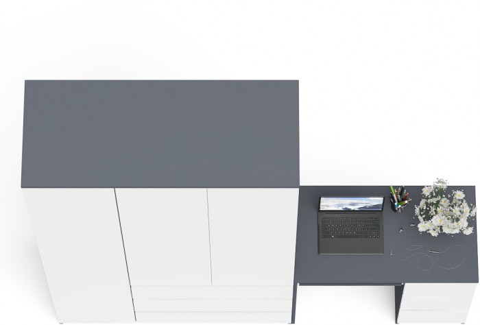 Мори Стол компьютерный МС-6 правый + Шкаф МШ1200.1, цвет графит/белый, ШхГхВ 210,4х50,4х209,6 см., выдвижные ящики справа, НЕ универсальная сборка