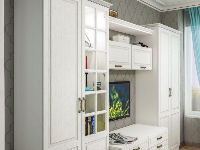 Ливерпуль Шкаф для одежды, ясень ваниль/белый