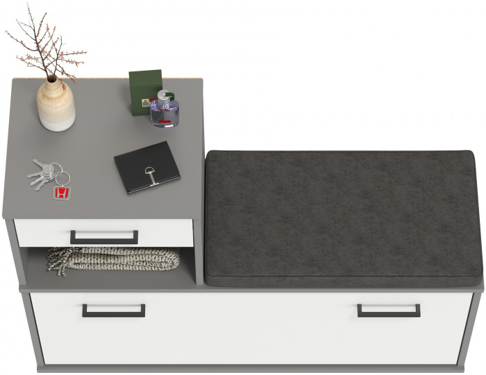 Лира ГК 2-0714граф/бел Тумба под обувь, графит/белый