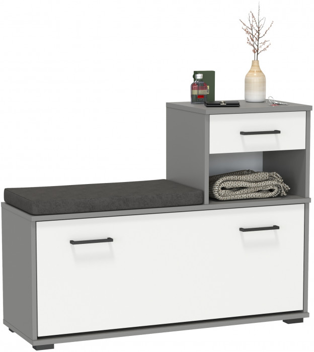 Лира ГК 2-0714граф/бел Тумба под обувь, графит/белый