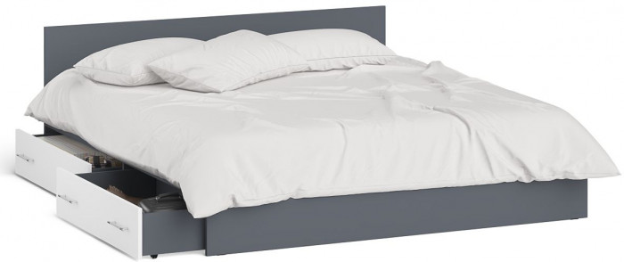Мори Кровать с ящиками 1800, графит/белый