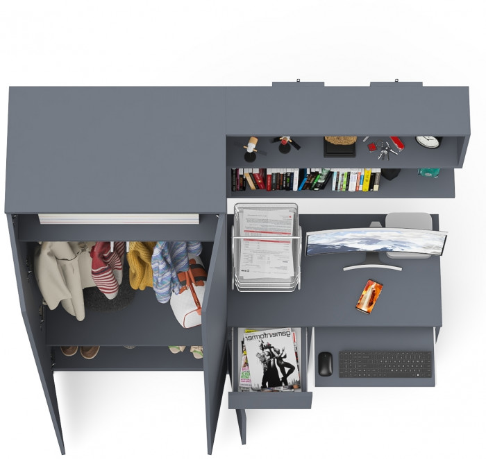 Мори компьютерный стол МС-1 левый + Шкаф МШ800.1 + Полка 900, графит