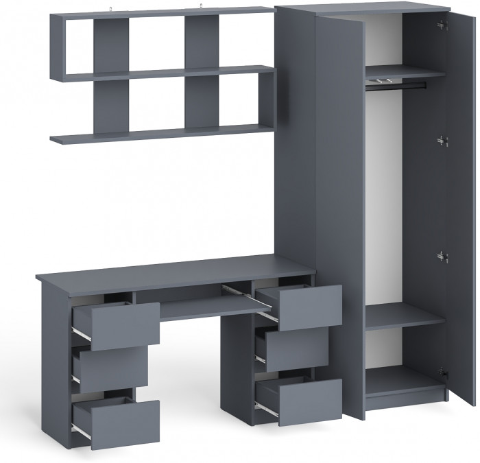 Мори компьютерный стол МС-2 + Шкаф МШ800.1 + Полка 1200, графит