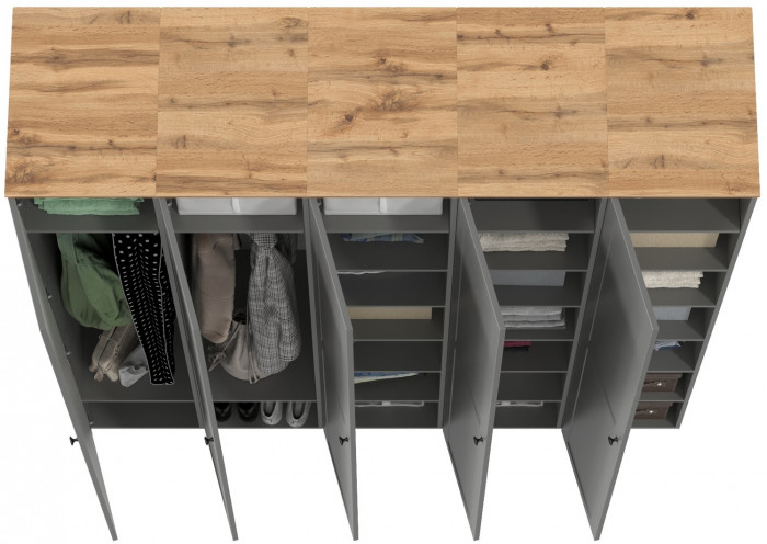 Остин 13.225 Шкаф-пенал 5 шт., серый графит/дуб крафт золотой