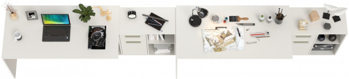 Лайт Стол письменный 03.245F + 03.245F, цвет белый шагрень, ШхГхВ 342,7х136х75,2 см.(угловой) или 407х68х75,2 см.(прямой), универсальная сборка