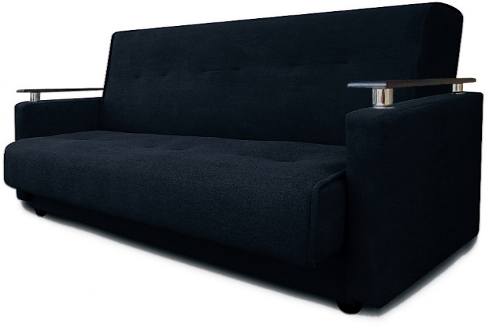 Раскладной диван-кровать, прямой, книжка, цвет черный, Милан Люкс 140