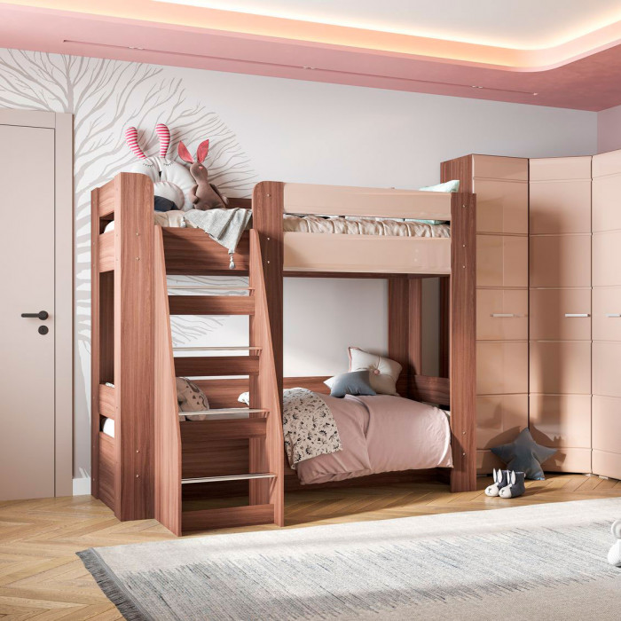 Симба кровать двухъярусная (1976*1700*1358) дуб белфорт/белый глянец