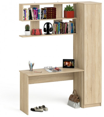 Мори письменный стол МСП1200.1 + Пенал МШ400.1 + Полка 1200, дуб сонома
