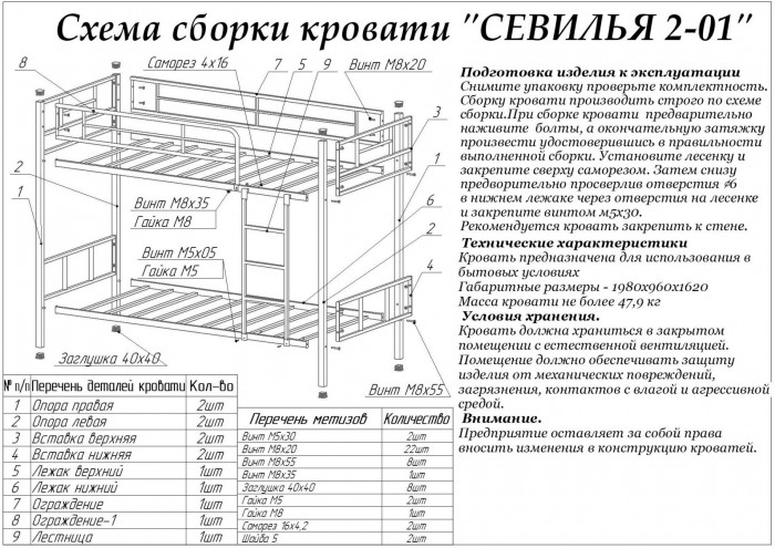 Двухъярусная кровать Севилья-2.01 комби (Красный, Белый)
