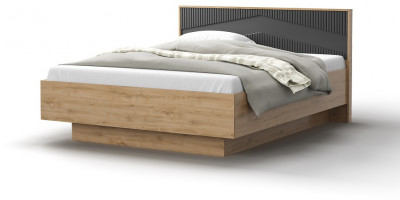 Кровать двуспальная 160х200 "Оливия" с подъемным основанием - Дуб наварра/Шагрень черная