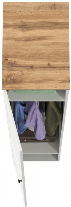 Остин 13.225 Шкаф-пенал, белый шагрень/дуб крафт золотой