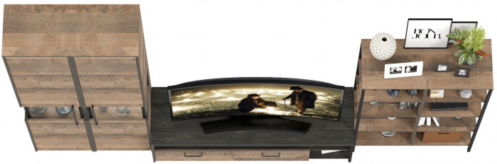 Трувор Гостиная 030, цвет дуб гранж песочный/интра, ШхГхВ 329,4х45,4х210 см., универсальная сборка