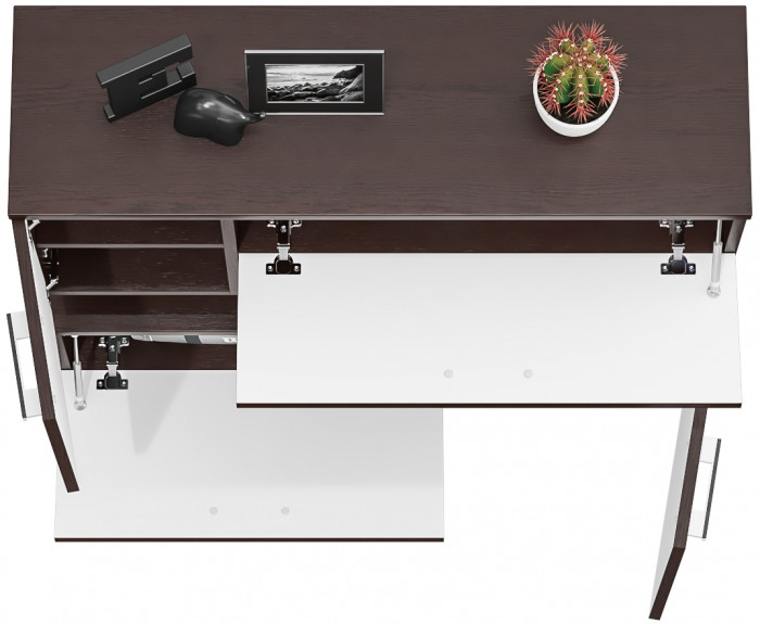 Тумба ТВ С-МД-С1-1000, цвет венге/белый шагрень, ШхГхВ 100х30х93 см., НЕ универсальная сборка