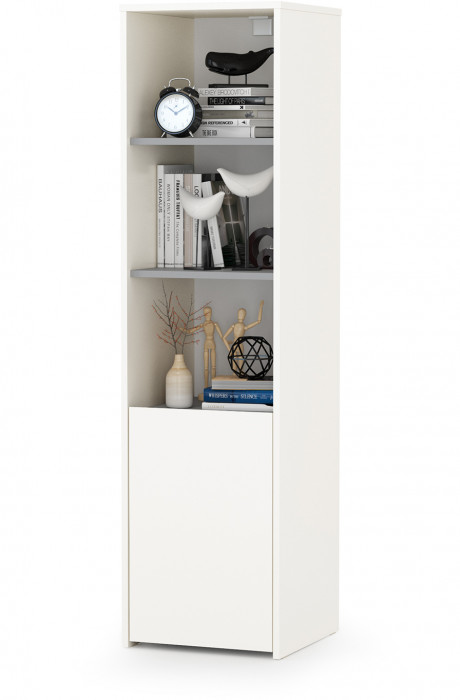 Торонто 11.39 Кровать + 13.13 Шкаф комбинированный, белый шагрень/стальной серый