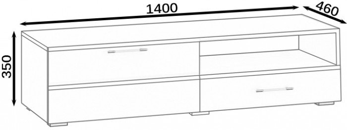 Тумба под ТВ Ларго 1, корпус белый/фасады МДФ белый глянец
