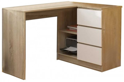 Челси Стол письменный угловой (Белый глянец, Дуб Сонома)