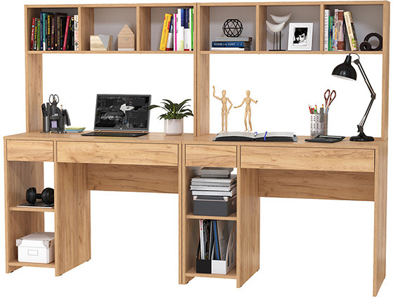 компьютерный стол Комфорт 12.77F + компьютерный стол Комфорт 12.77F, дуб крафт золотой