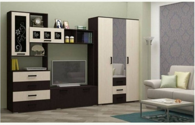 Модульная гостиная Нота-11 ЛДСП, композиция 1 (Ясень шимо светлый, Венге)