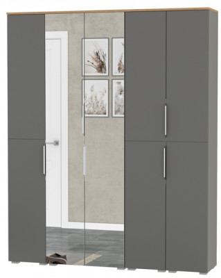 Октава Набор шкафов 02, серый графит/дуб крафт золотой/фасады МДФ серый графит