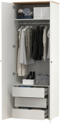 Остин 13.336.02 Шкаф для одежды(две двери), цвет белый шагрень/дуб крафт золотой, ШхГхВ 80х54,6х229,8 см.