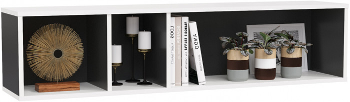 Сидней 15.57 Полка, цвет белый/чёрный, ШхГхВ 130х27,2х30,5 см., универсальная сборка