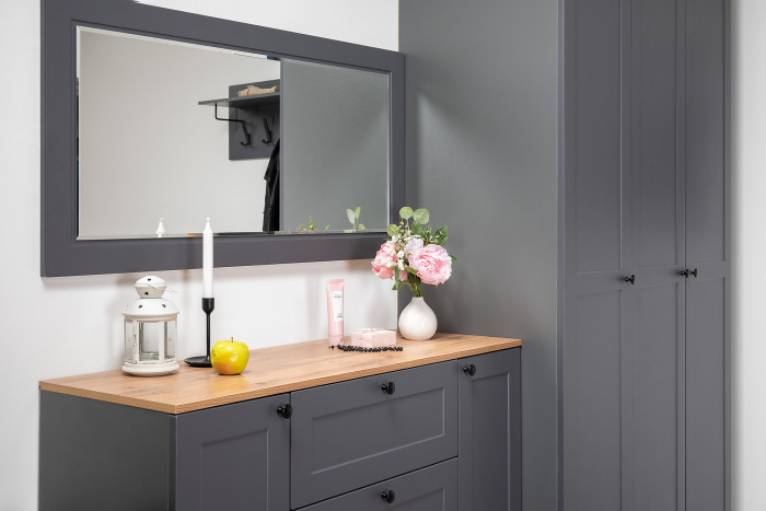 Остин Прихожая 32, цвет серый графит/дуб крафт золотой, ШхГхВ 200х54,3х229,6 см., универсальная сборка