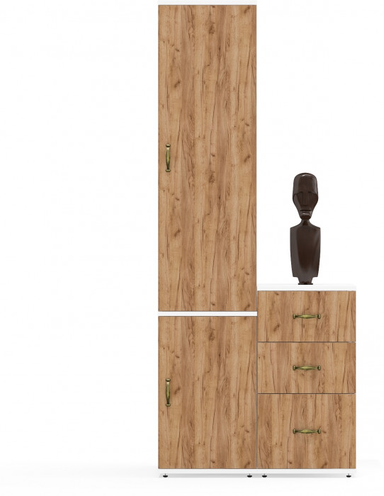 Лидер-8 Пенал МД 23Б + Тумба МД 3.16, белый шагрень/крафт золото