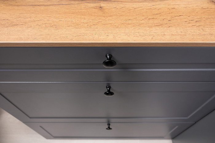 Остин 16.221 Комод + 16.121 Тумба для обуви + 16.121 Тумба для обуви, серый графит/дуб крафт золотой