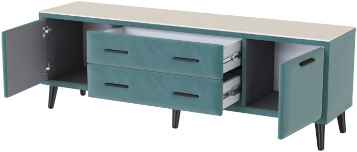 Тумба ТВ интерьерная 1,6 Пай бирюза/мдф клен кремовый