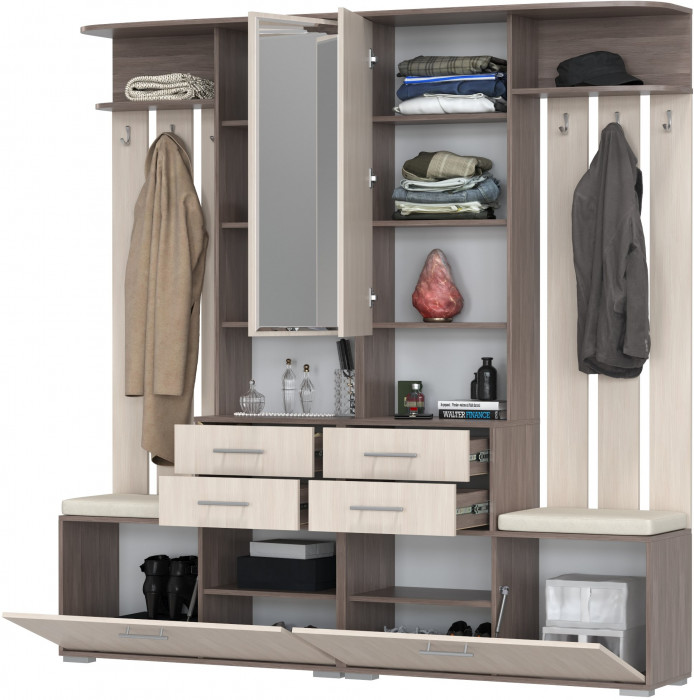 Два шкафа с вешалкой Домино 2-3431бод.тем/св, бодега тёмный/бодега светлый