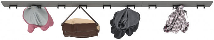 Октава 15.14.02 Вешалка + 15.14.02 Вешалка + 15.14.02 Вешалка, цвет серый графит, ШхГхВ 194,1х4,7х15 см.