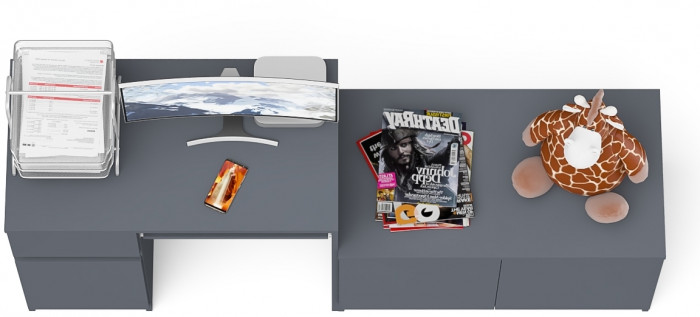 Мори Стол компьютерный МС-1 левый + Тумба МА900.1, цвет графит, ШхГхВ 180,4х50,4х76,6 см., выдвижной ящик слева, НЕ универсальная сборка