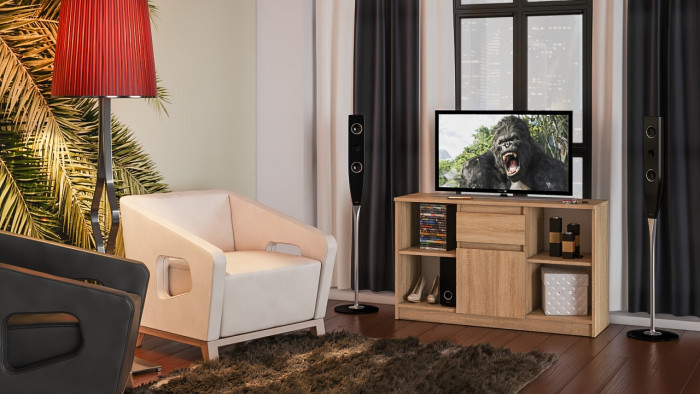 Мори Тумба ТВ МТВ1204.1, цвет дуб сонома, ШхГхВ 120,4х41х73 см.