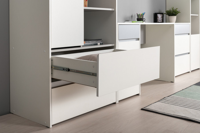 Торонто 11.39 Кровать + 13.333 Шкаф для одежды, белый шагрень/стальной серый