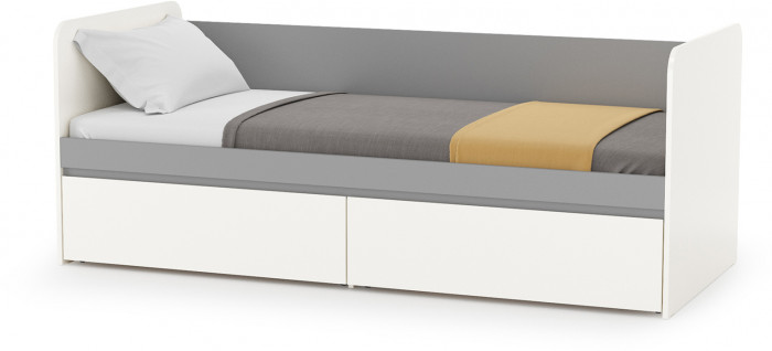 Торонто 11.39 Кровать + 13.333 Шкаф для одежды, белый шагрень/стальной серый