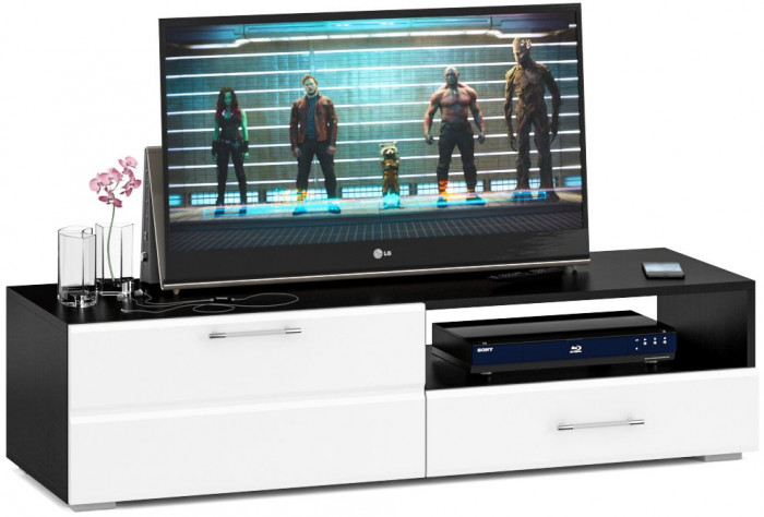 Тумба под ТВ Ларго 1, корпус венге/фасады МДФ белый глянец