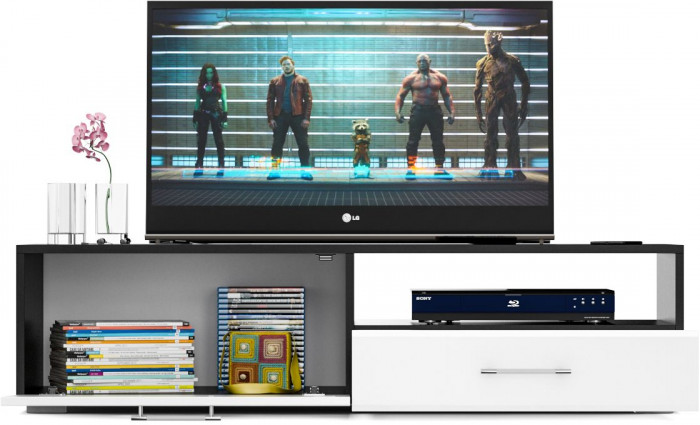 Тумба под ТВ Ларго 1, корпус венге/фасады МДФ белый глянец