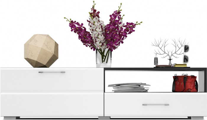 Тумба под ТВ Ларго 1, корпус венге/фасады МДФ белый глянец