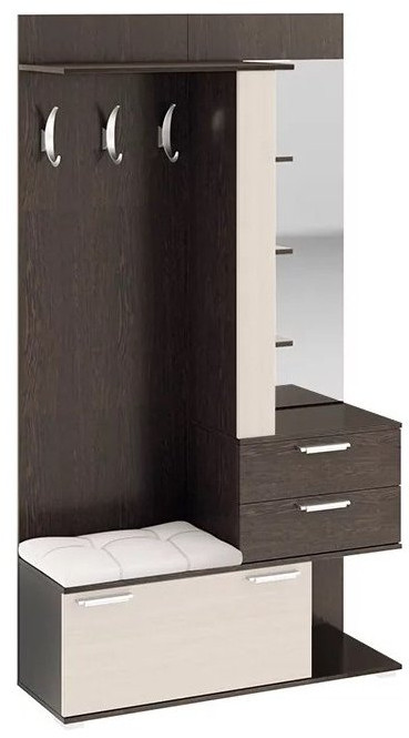 Эрика Набор мебели для прихожей Секция комбинированная с крючками и зеркалом (Дуб сонома/Белый)