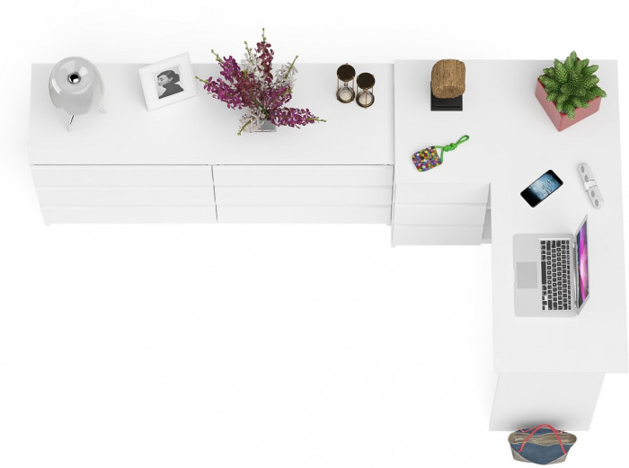 Мори компьютерный стол МС-16 левый + Комод МК1380.6, белый