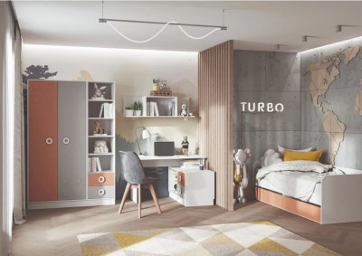 Детская &quot;Турбо&quot; композиция 1 &quot;Белый шагрень&quot;/&quot;Шарли Терракота&quot; / &quot;Шарли кашемир&quot; / &quot;Шарли белый&quot;