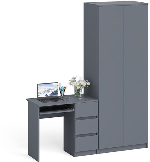 Мори компьютерный стол МС-6 правый + Шкаф МШ800.1, графит