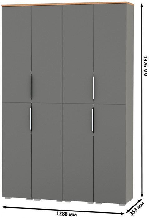 Октава Набор шкафов 45, серый графит/дуб крафт золотой/фасады МДФ серый графит