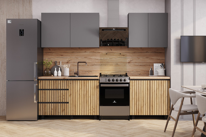 Кухня Шерлок 2,0м, Графит, Крафт