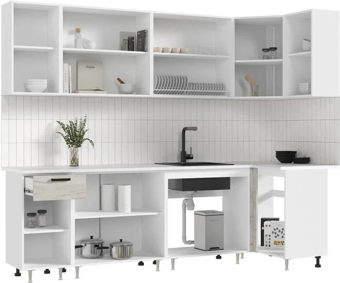 ЛДСП Кухня Рио NEW 2,6х1,0м дуб крафт белый (антарес)