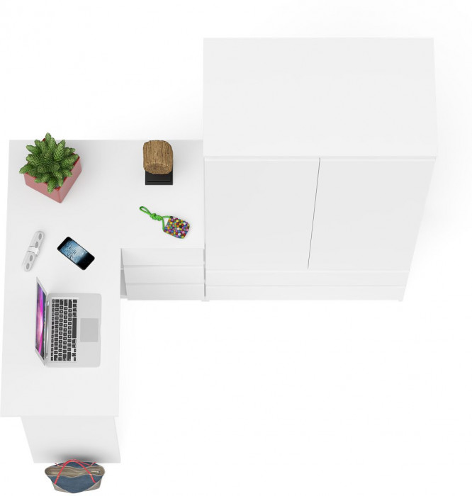 Мори Стол компьютерный МС-16 правый + Шкаф МШ900.1, цвет белый, ШхГхВ 214,8х84,9х179,6 см., выдвижные ящики справа, НЕ универсальная сборка