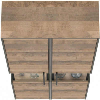 Трувор 13.205 Шкаф-пенал с витриной + 13.205 Шкаф-пенал с витриной, цвет дуб гранж песочный/интра, ШхГхВ 89,6х37х210 см., универсальная сборка