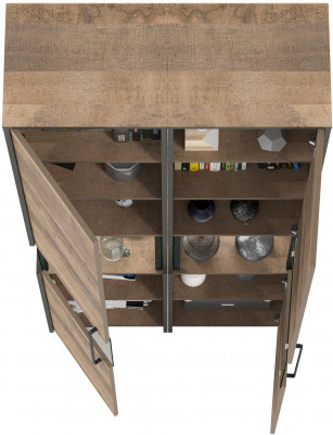 Трувор 13.205 Шкаф-пенал с витриной + 13.205 Шкаф-пенал с витриной, цвет дуб гранж песочный/интра, ШхГхВ 89,6х37х210 см., универсальная сборка